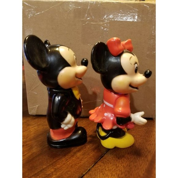 WDP Mickey And Minnie Piggy Banks Hard Plastic PVC Movable Arms Vintage - Picture 5 of 5